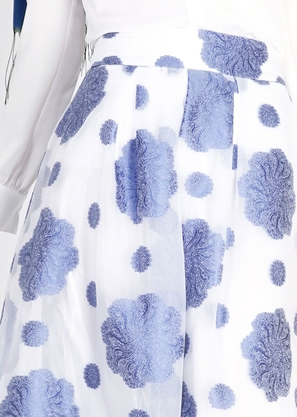 Tesettür giyim LACİVERT ÇİÇEK DESENLİ PİLELİ ETEK 6731