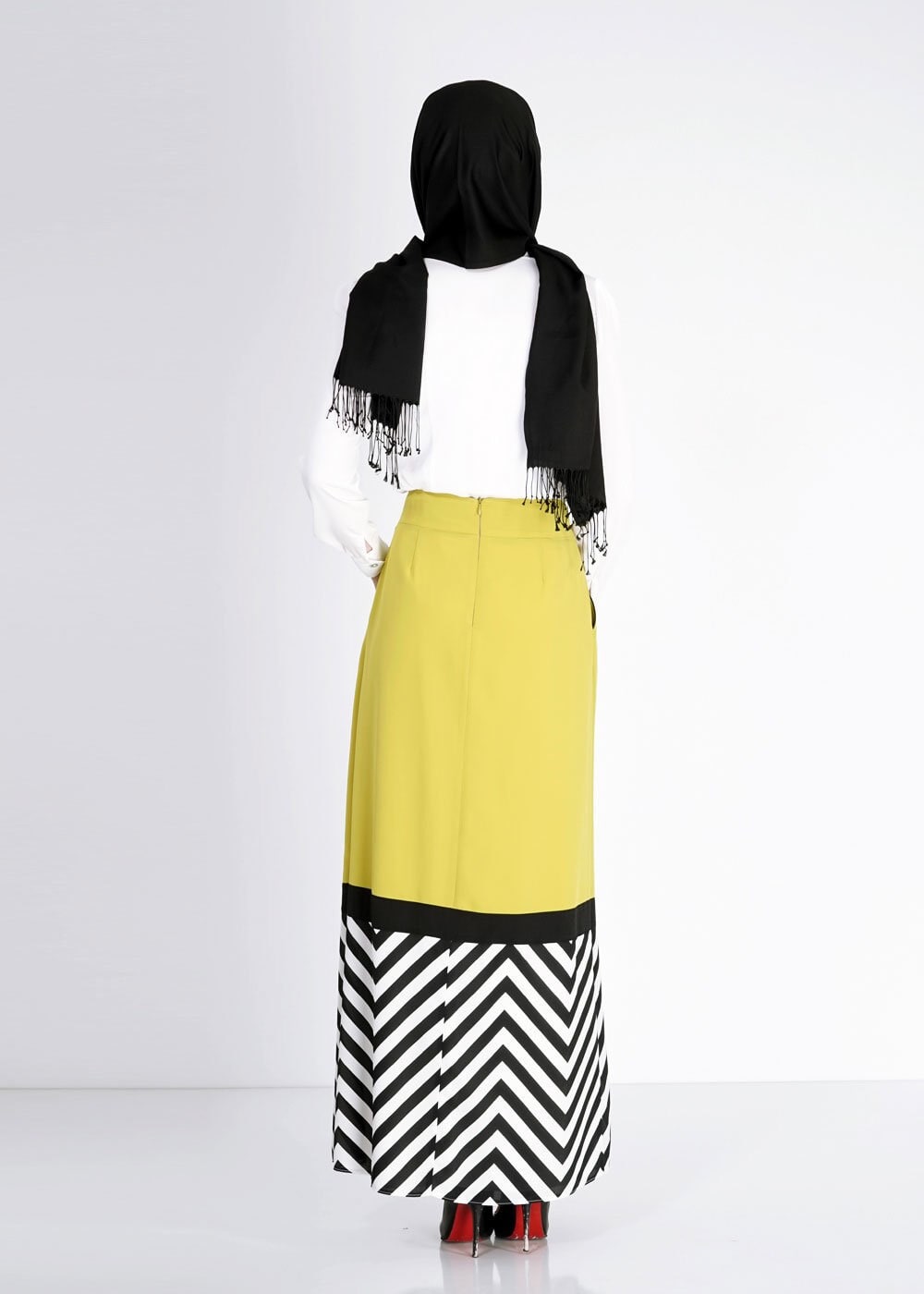 Tesettür giyim YEŞİL 6732 İndila Tesettür Etek