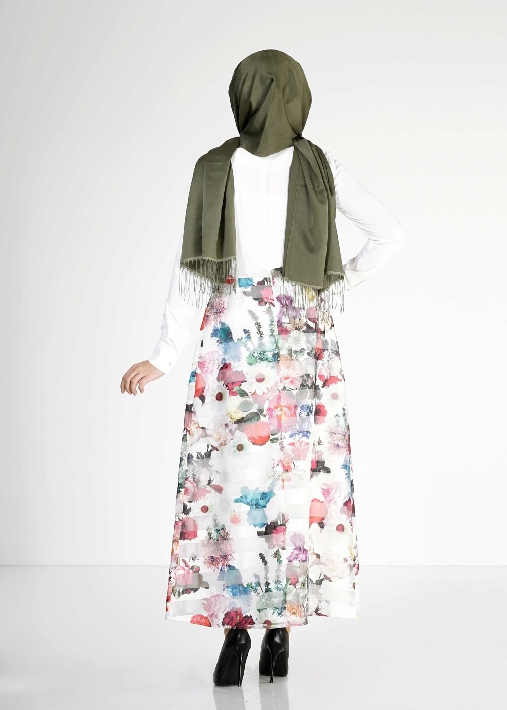 Tesettür giyim BEYAZ 6733 Ecrin Tesettür Etek