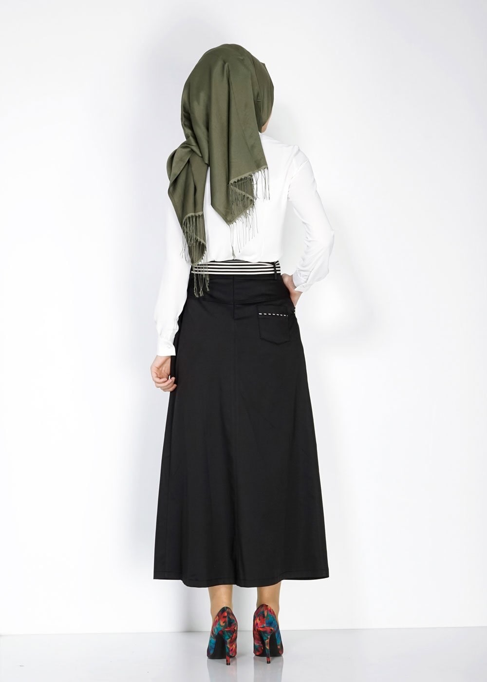 Tesettür giyim SİYAH 6737 Loran Tesettür Etek