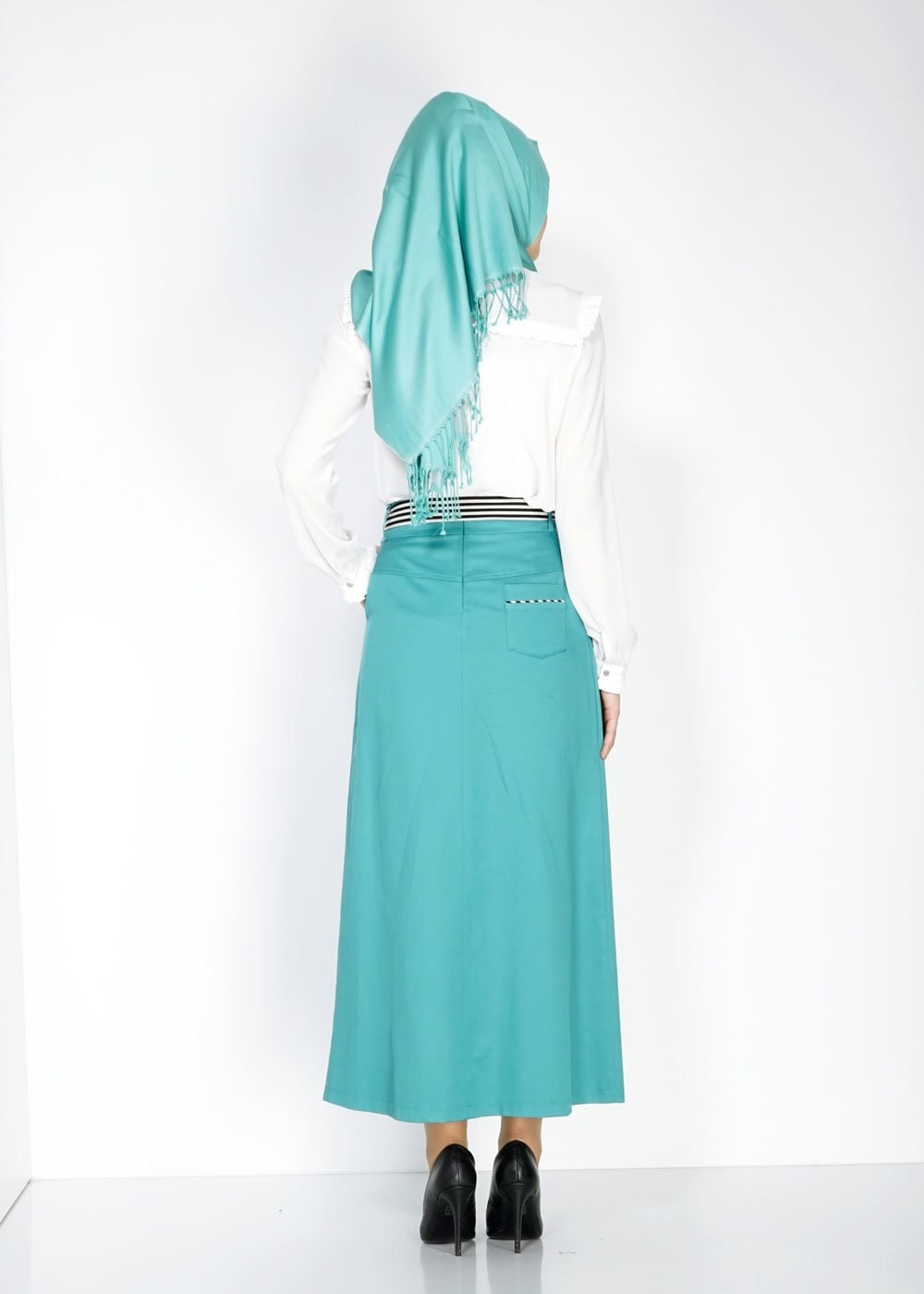 Tesettür giyim MAVİ 6737 Loran Tesettür Etek