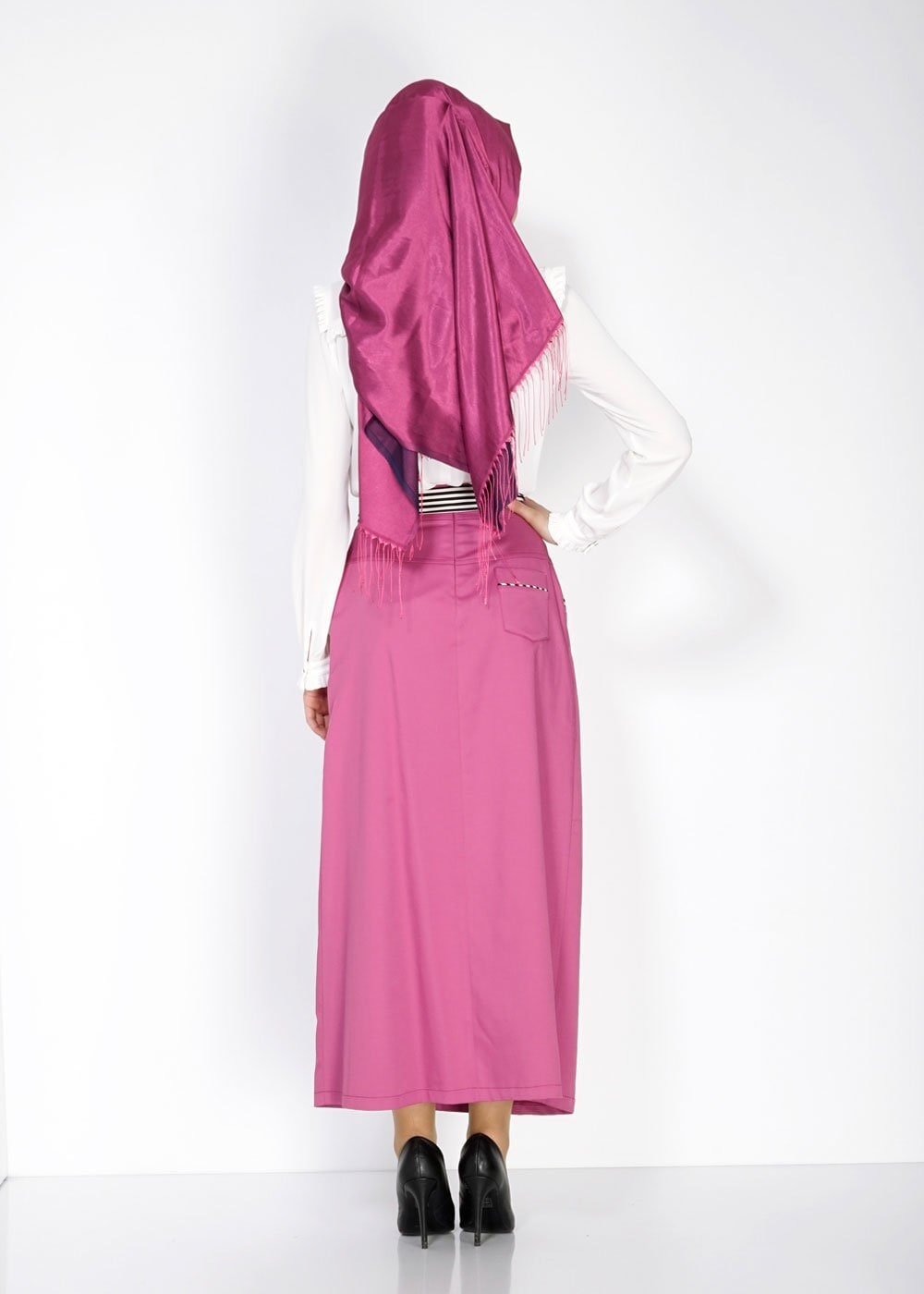 Tesettür giyim FUŞYA 6737 Loran Tesettür Etek