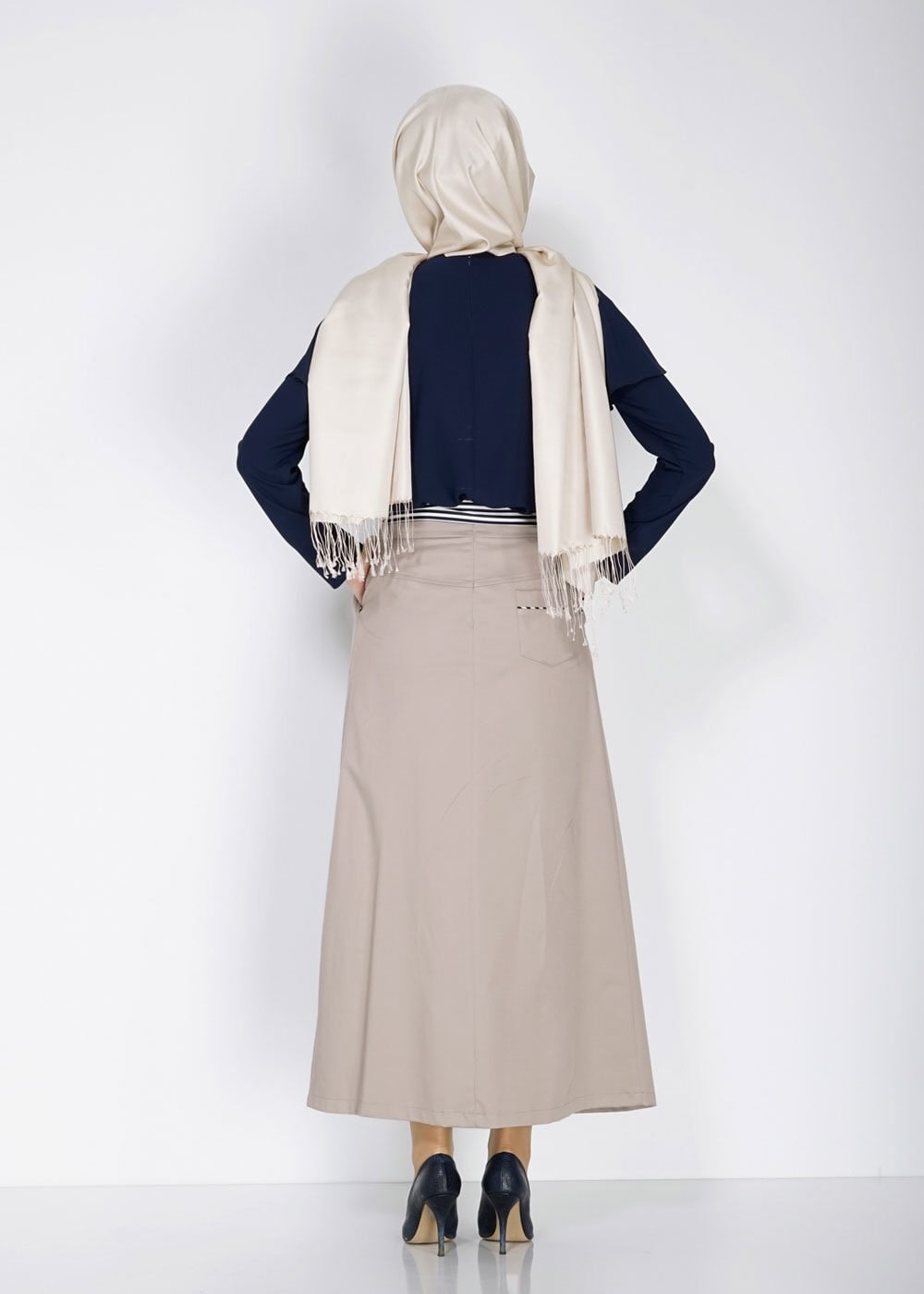 Tesettür giyim BEJ 6737 Loran Tesettür Etek