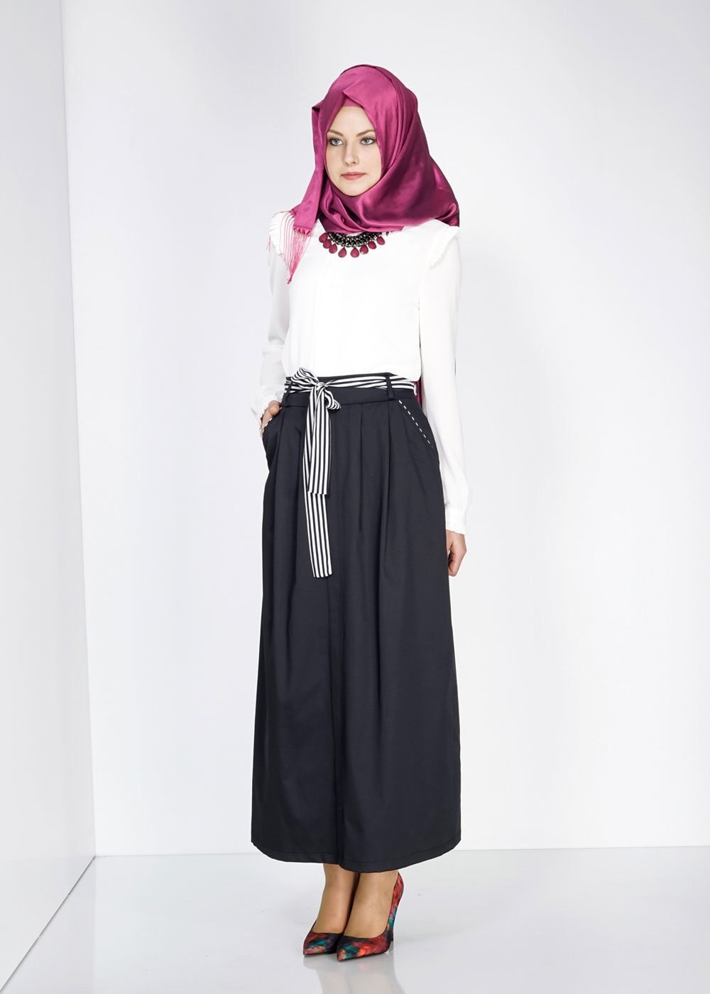 Tesettür giyim LACİVERT 6737 Loran Tesettür Etek