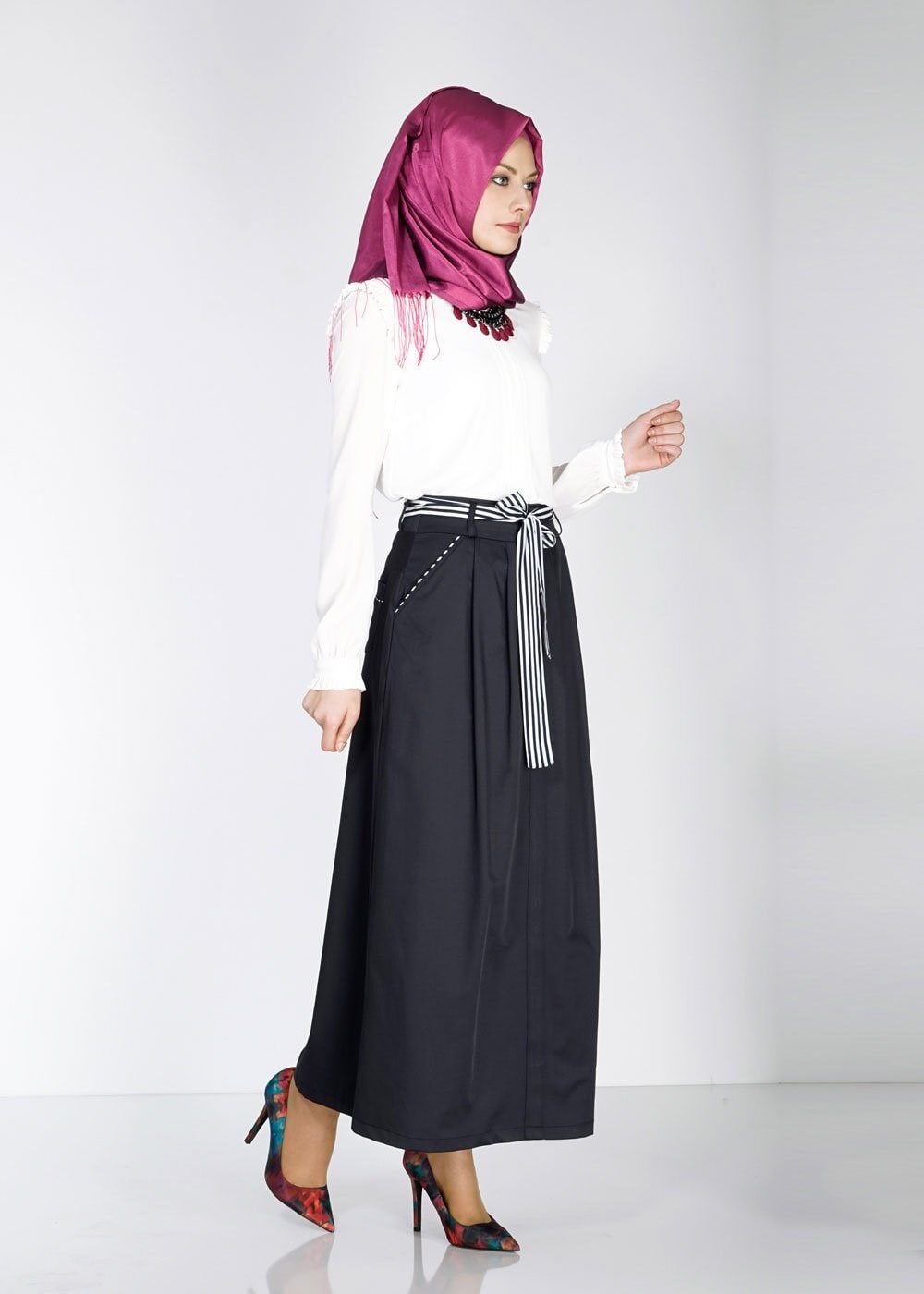 Tesettür giyim LACİVERT 6737 Loran Tesettür Etek