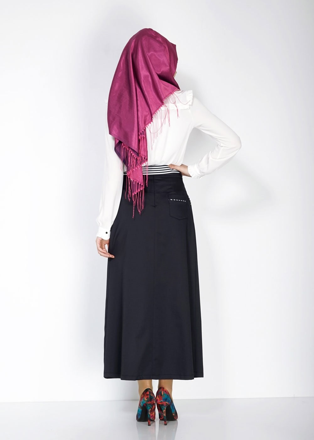 Tesettür giyim LACİVERT 6737 Loran Tesettür Etek