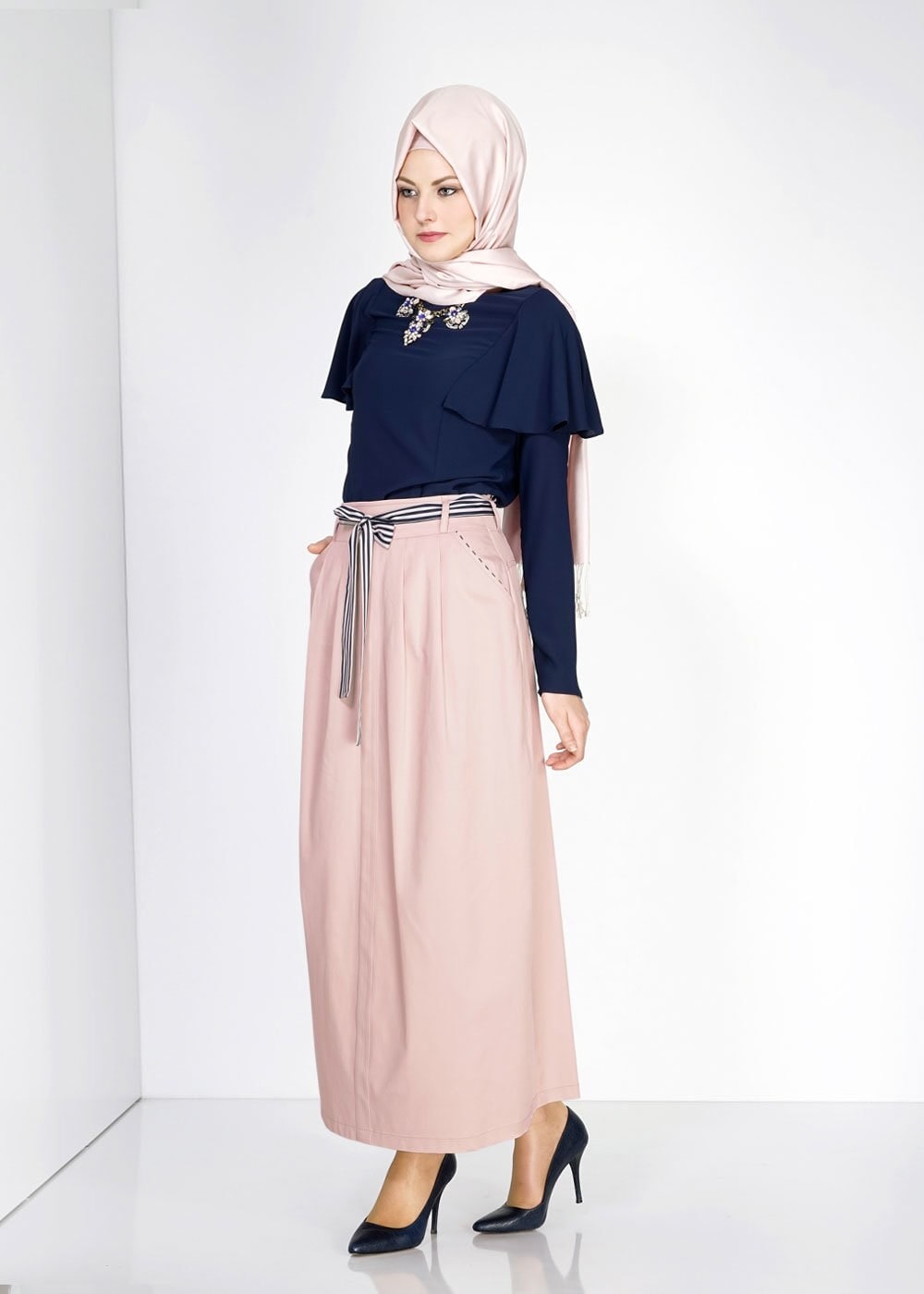 Tesettür giyim PUDRA 6737 Loran Tesettür Etek