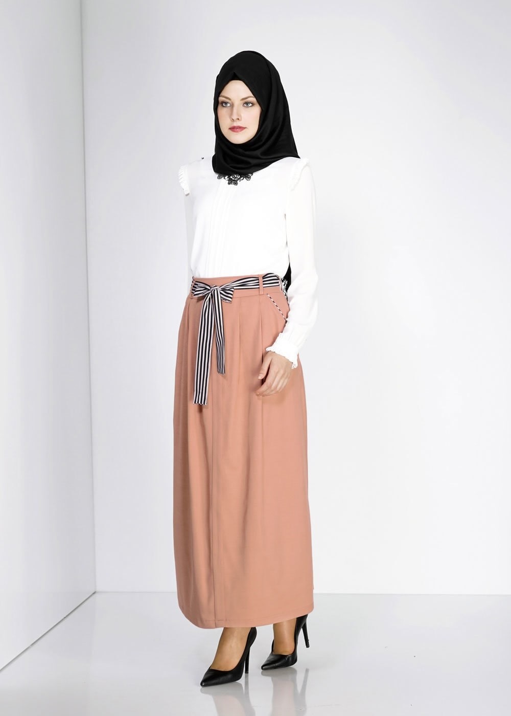 Tesettür giyim PEMBE 6737 Loran Tesettür Etek