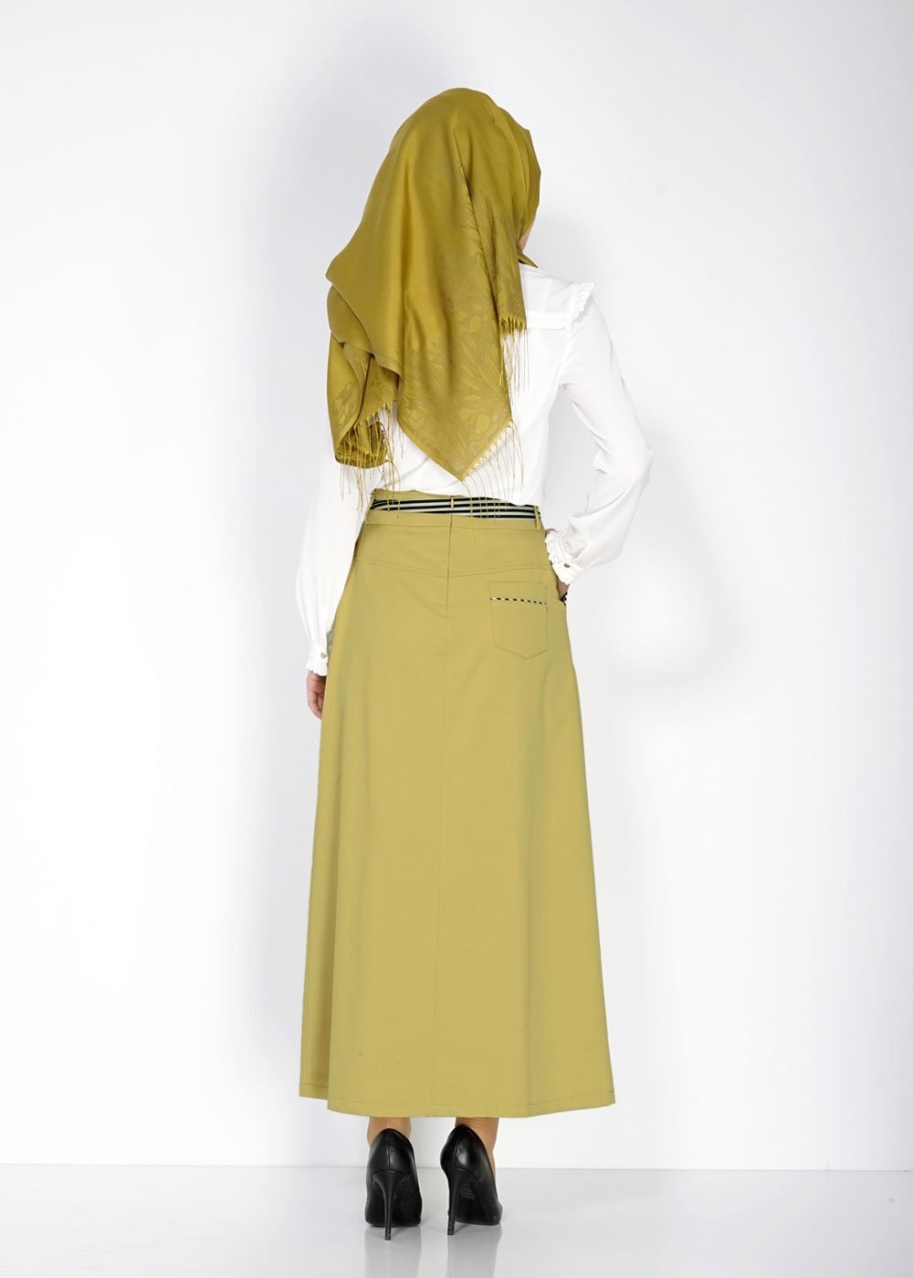 Tesettür giyim YEŞİL 6737 Loran Tesettür Etek