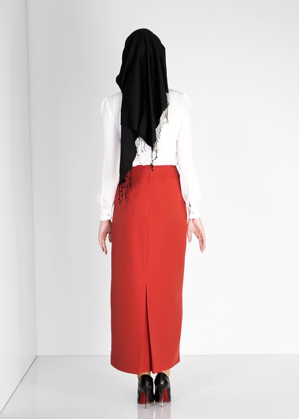 Tesettür giyim KIRMIZI 6739 Dilma Tesettür Etek