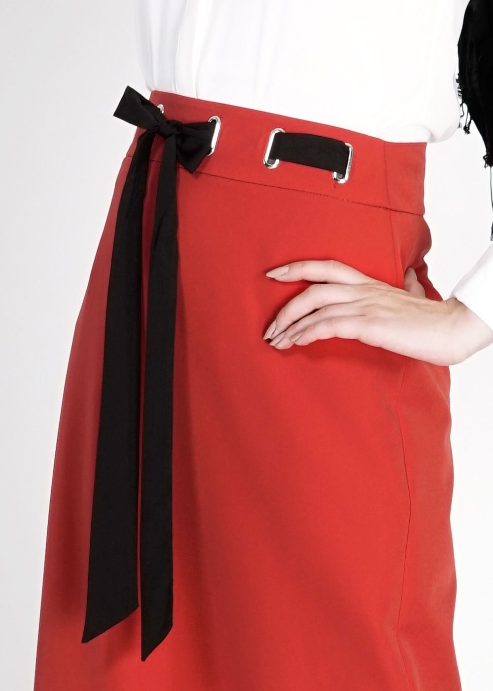 Tesettür giyim KIRMIZI 6739 Dilma Tesettür Etek