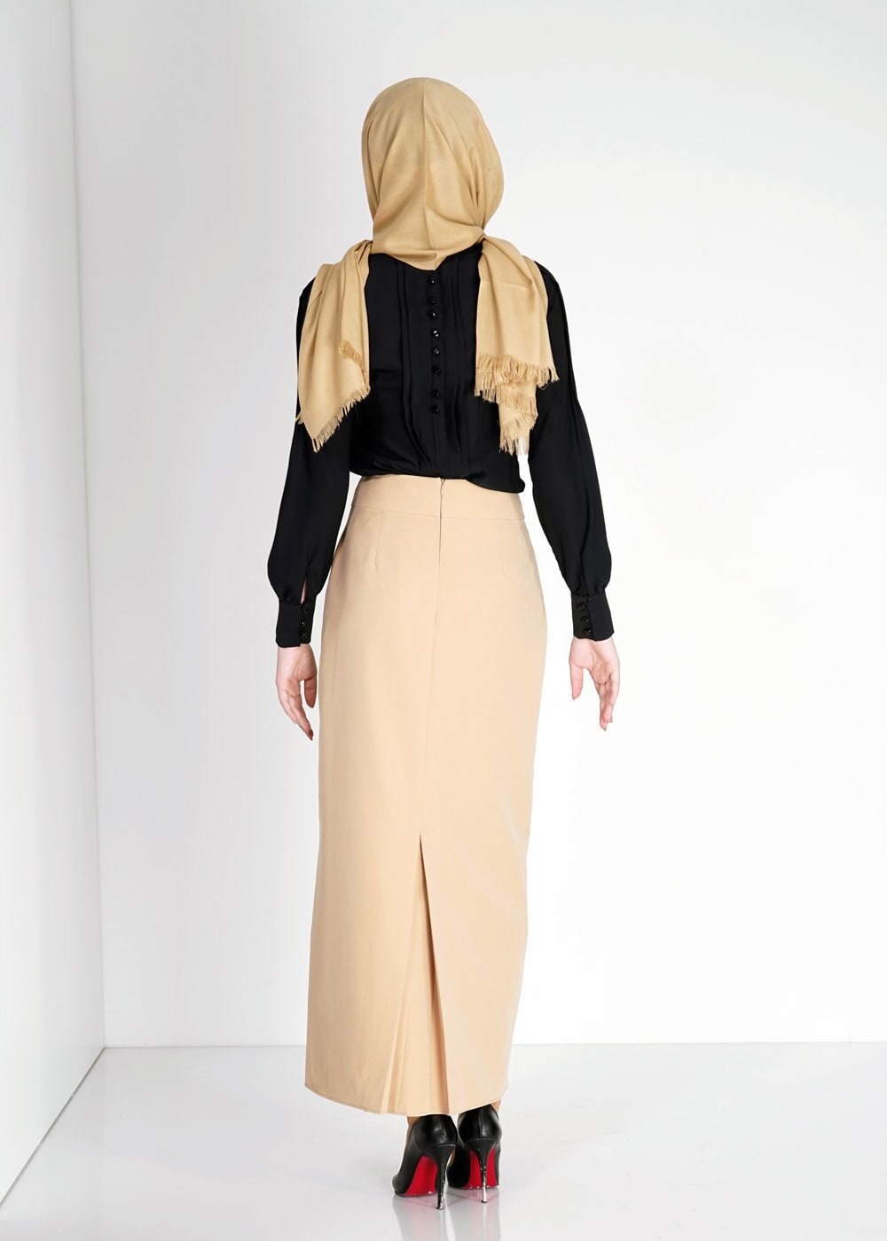 Tesettür giyim SARI 6739 Dilma Tesettür Etek