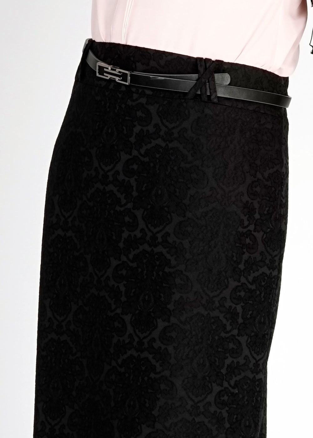 Tesettür giyim SİYAH 6740 Almina Jakar Tesettür Etek