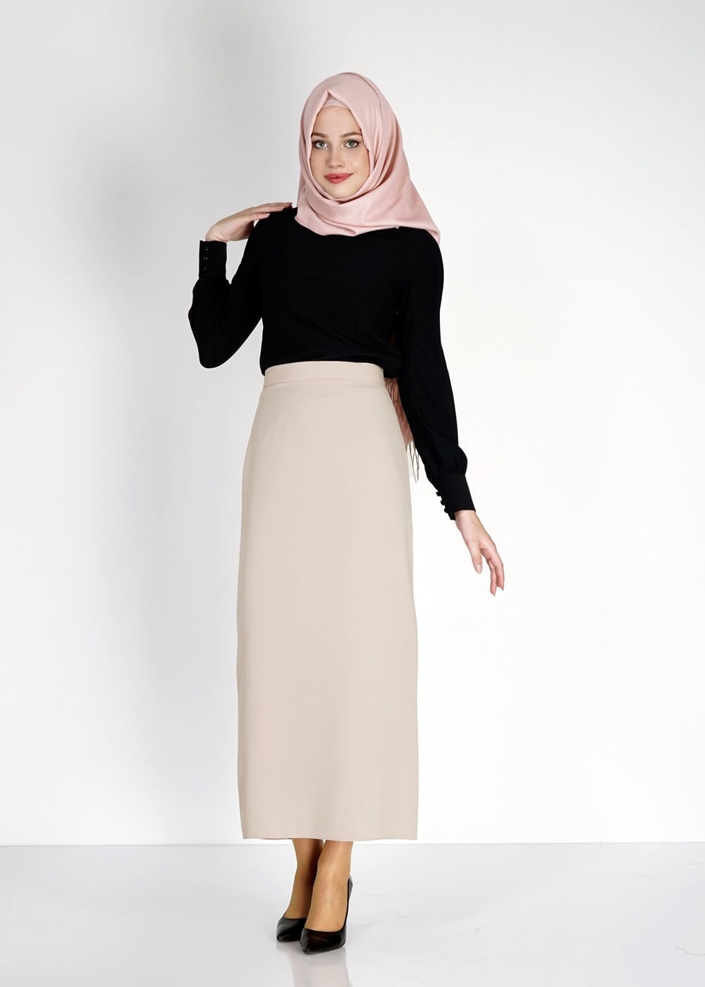 Tesettür giyim BEJ 6742 Rado Tesettür Etek