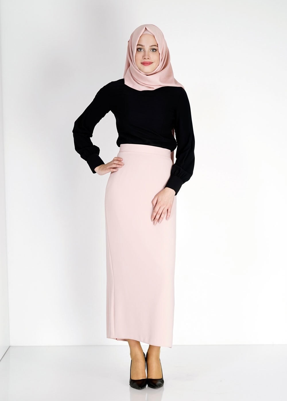 Tesettür giyim PUDRA 6742 Rado Tesettür Etek