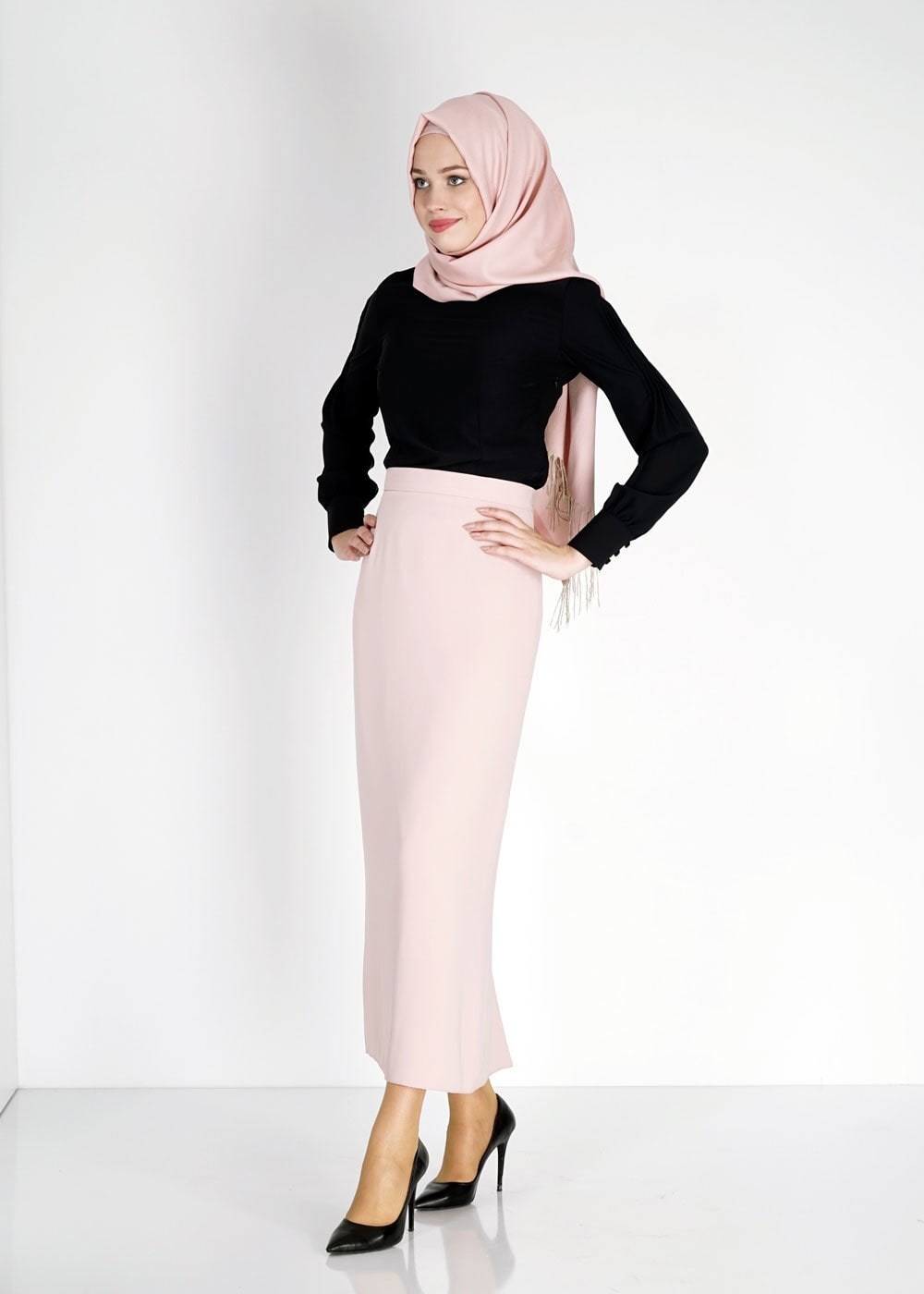 Tesettür giyim PUDRA 6742 Rado Tesettür Etek