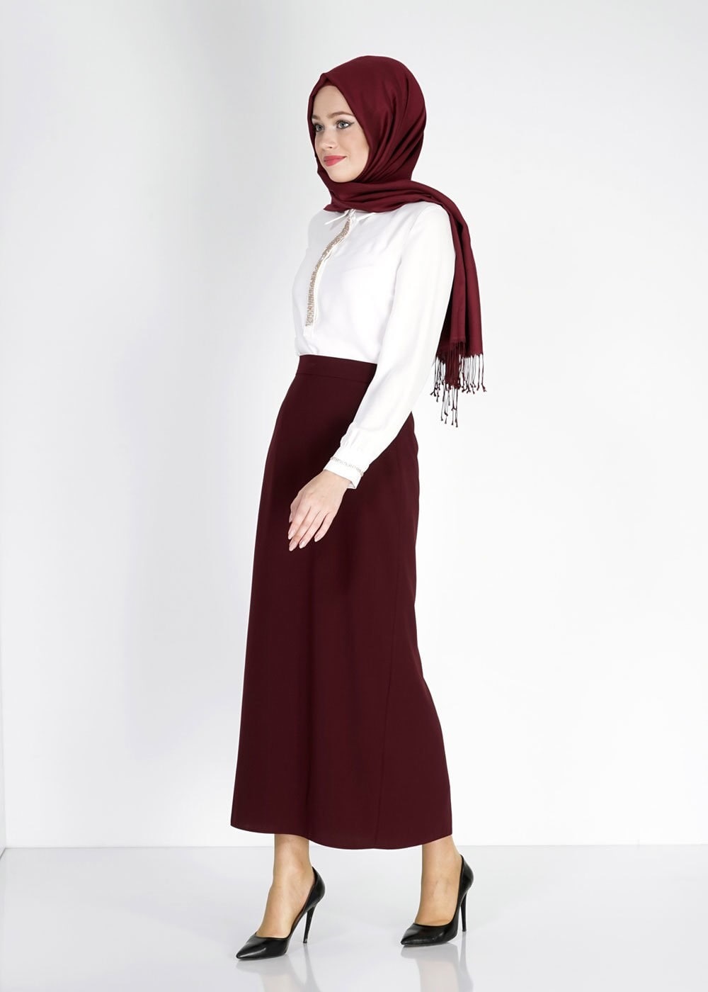 Tesettür giyim BORDO 6742 Rado Tesettür Etek