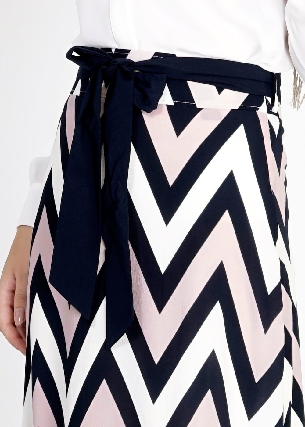 Tesettür giyim PUDRA ZİKZAK DESENLİ DÜZ KESİM ETEK 6746