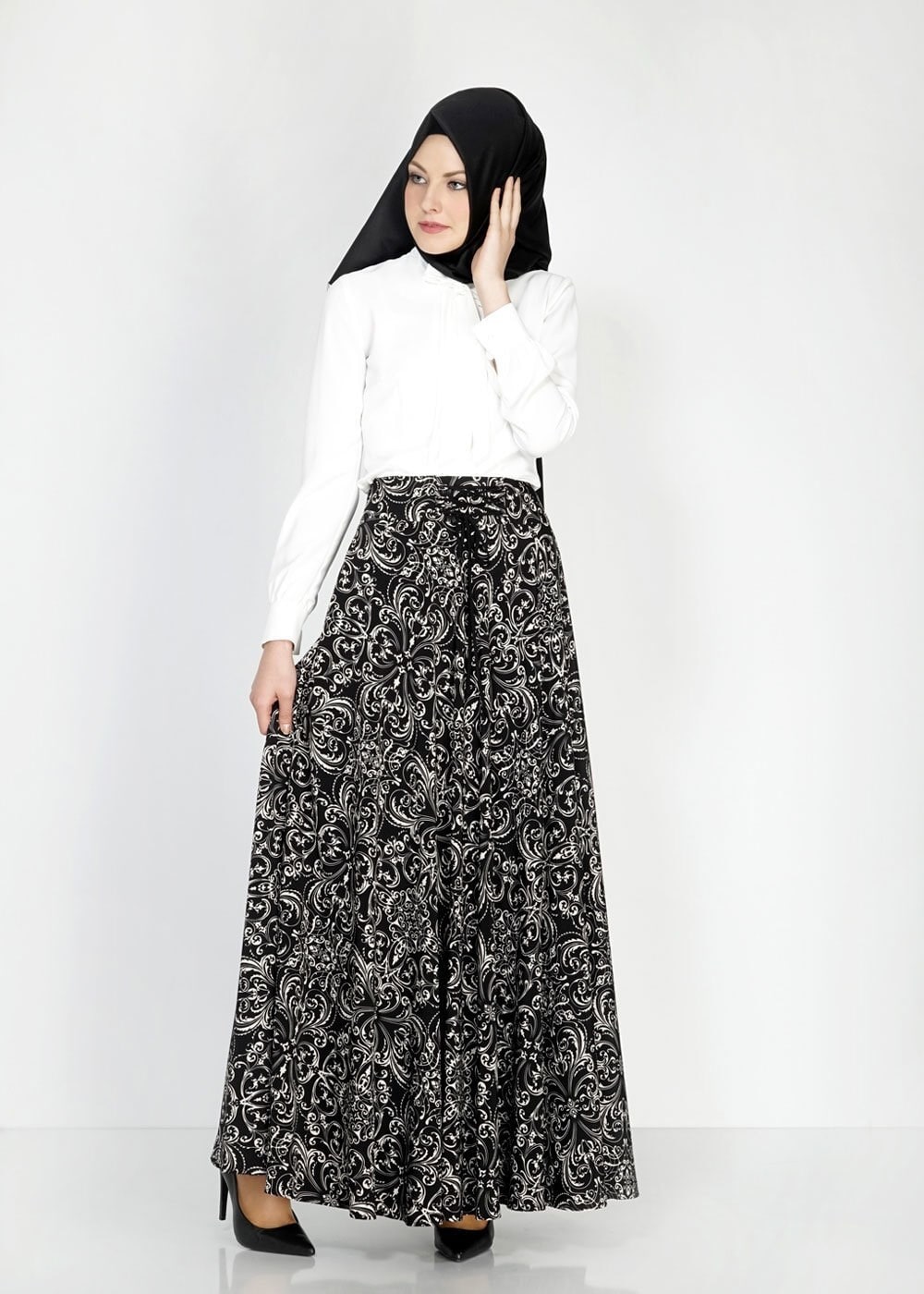 Tesettür giyim SİYAH 6690-1 Cassandra Emp Tesettür Etek