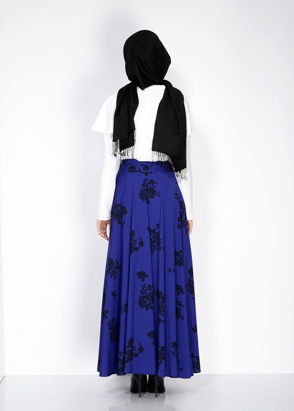 Tesettür giyim LACİVERT 6690-2 Emp.Crep Tesettür Etek