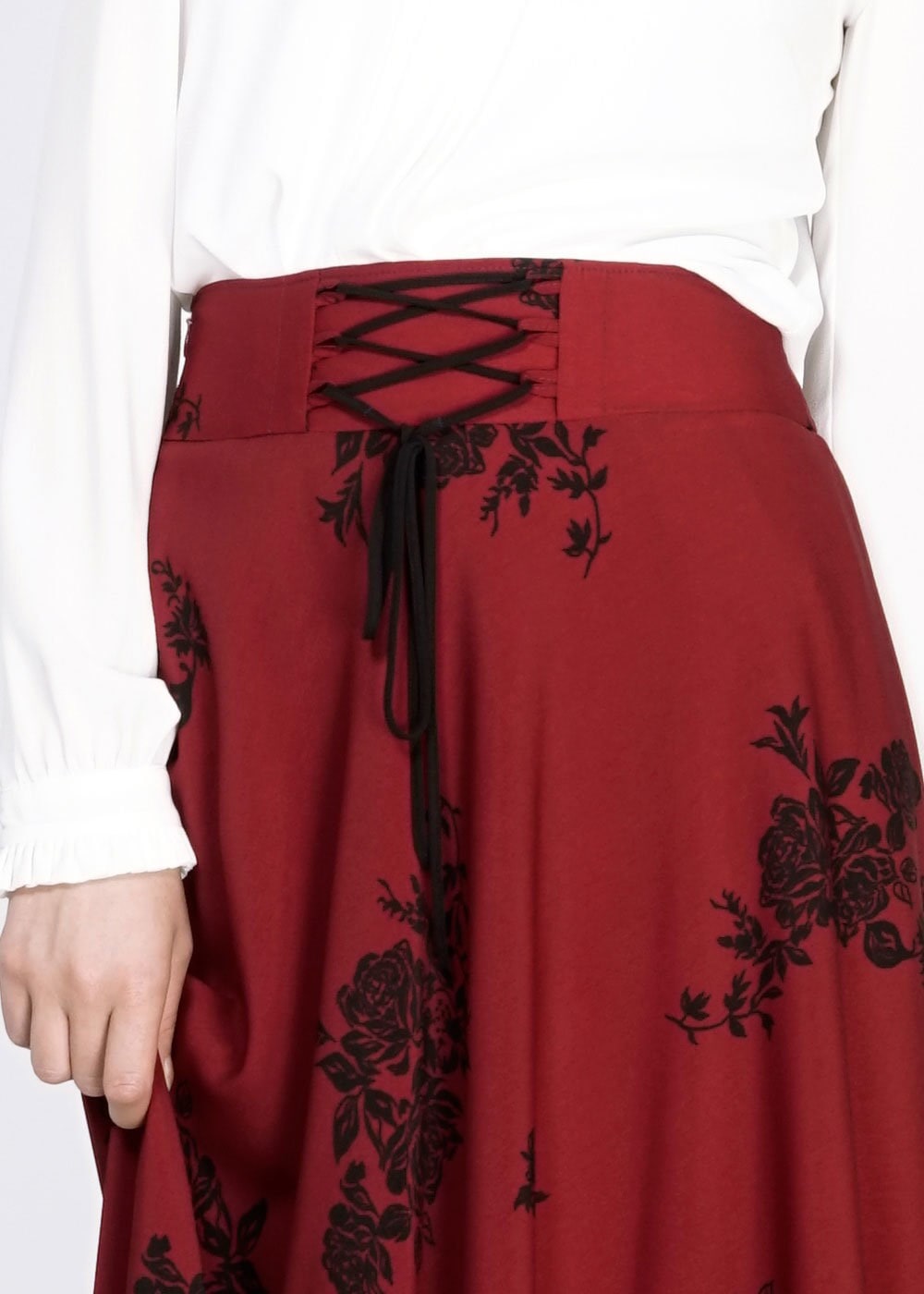 Tesettür giyim BORDO 6690-2 Emp.Crep Tesettür Etek