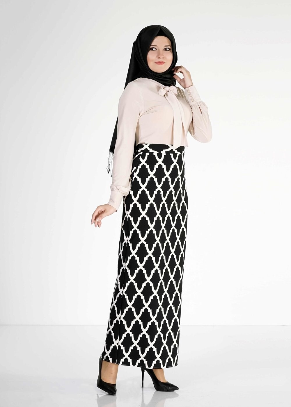 Tesettür giyim SİYAH 6741-1 Duygu Tesettür Etek