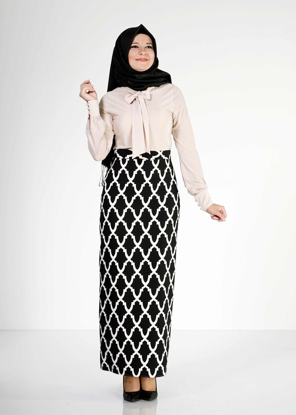 Tesettür giyim SİYAH 6741-1 Duygu Tesettür Etek