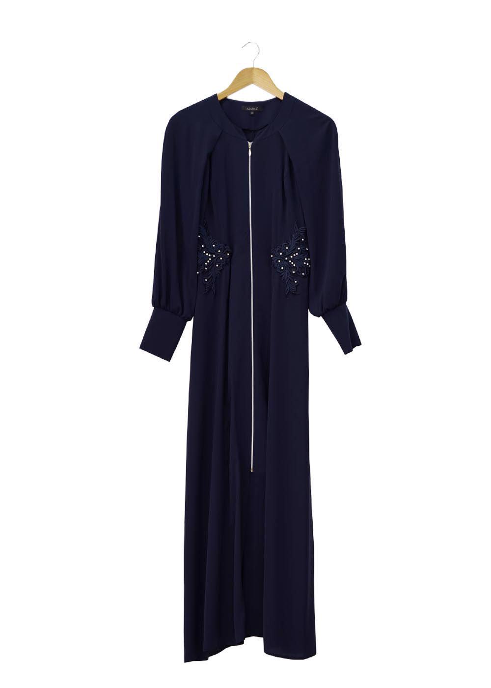 Tesettür giyim LACİVERT İŞLEMELİ TAŞ DETAYLI FERACE 8121