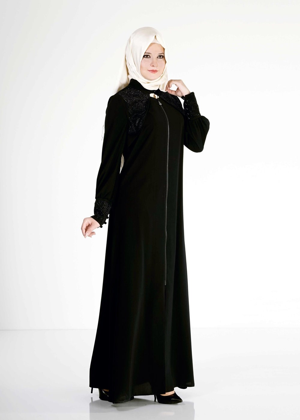 Tesettür giyim SİYAH 8124 Gino Tesettür Ferace