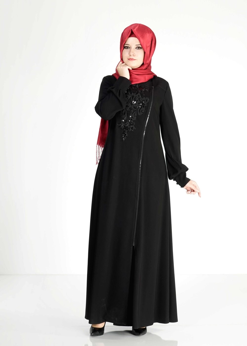 Tesettür giyim SİYAH 8156 Gino Tesettür Ferace