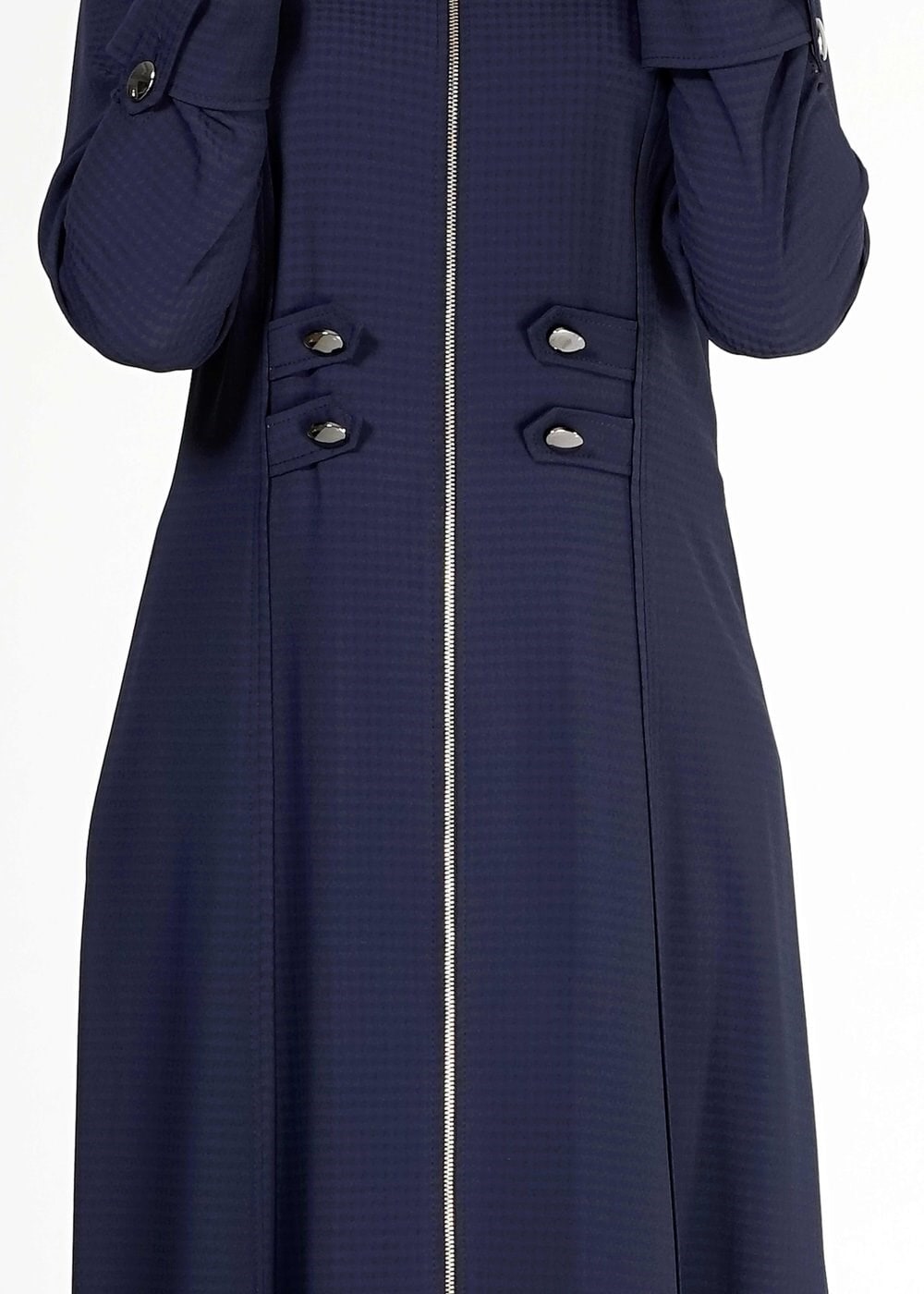 Tesettür giyim LACİVERT KAPÜŞONLU DÜĞME DETAYLI FERACE 8167