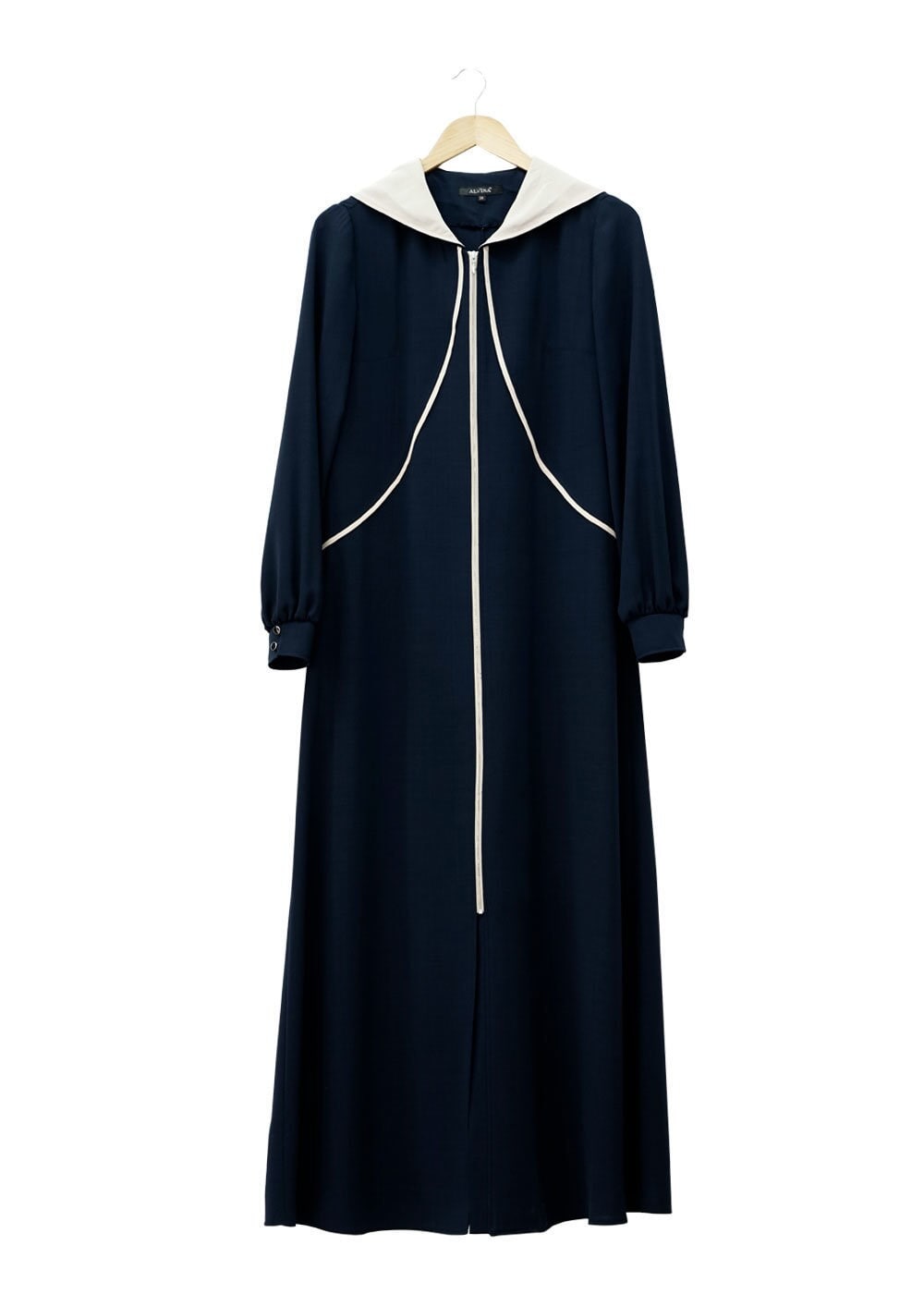 Tesettür giyim LACİVERT KAPÜŞONLU FERMUARLI FERACE 8169