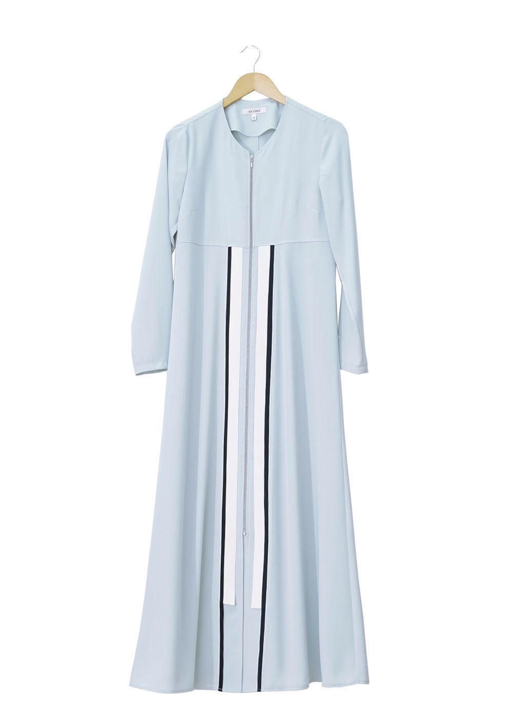 Tesettür giyim MAVİ FERMUARLI ÇİZGİ DETAYLI FERACE 8170