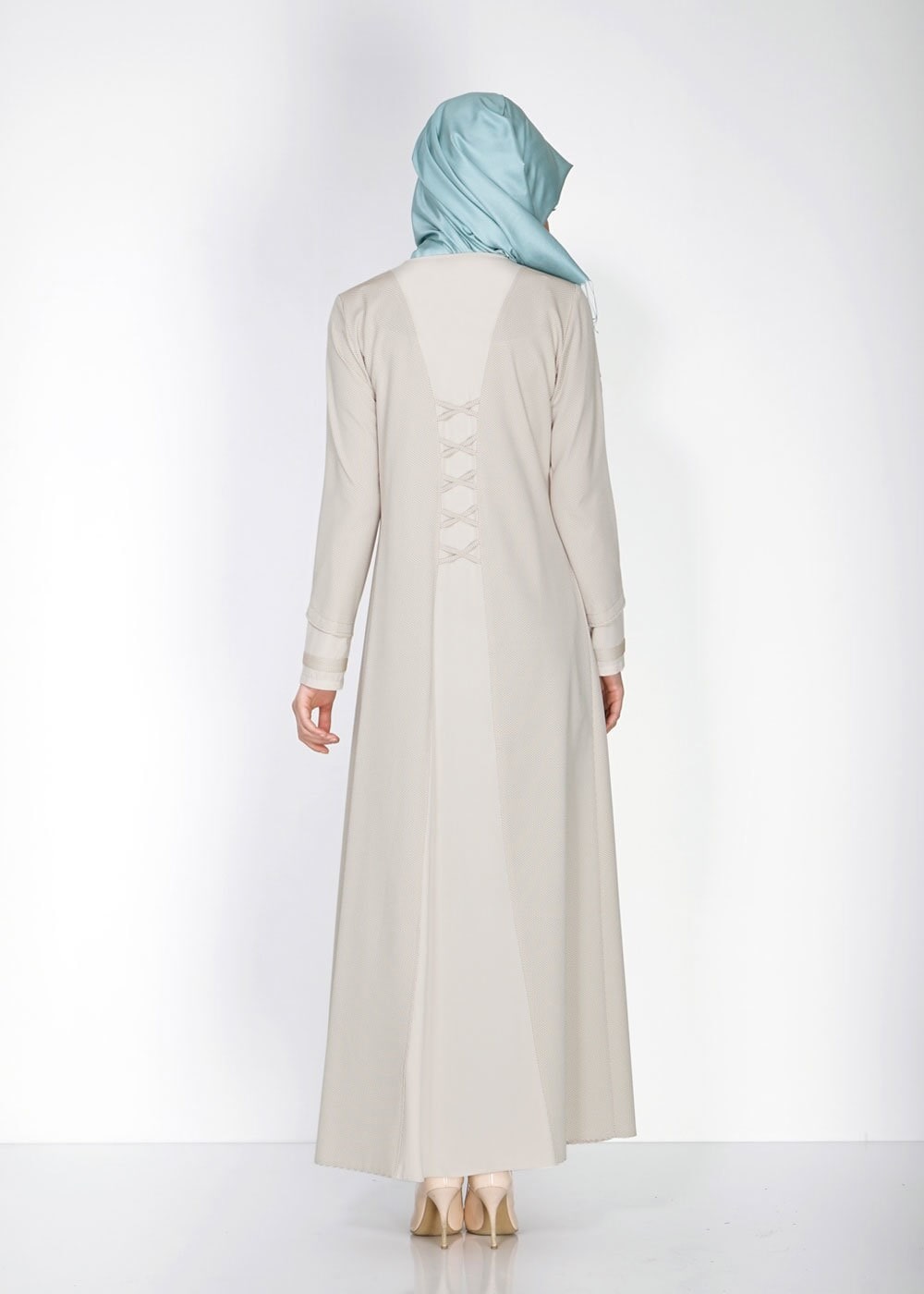 Tesettür giyim SARI FERMUAR DETAYLI FERACE 8171