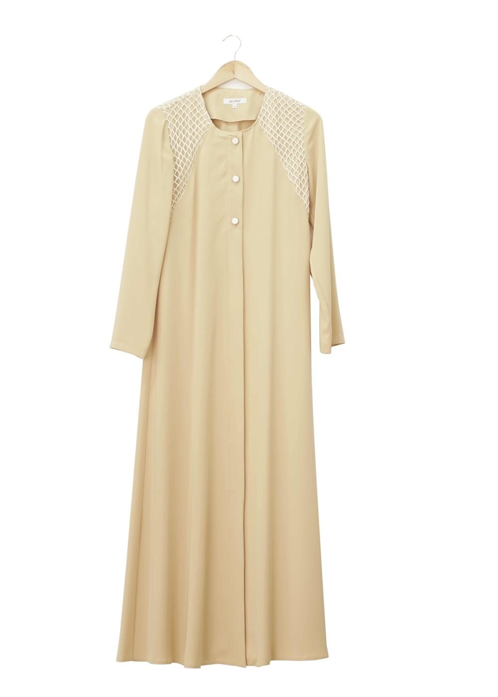 Tesettür giyim SARI FİLE DETAYLI DÜĞMELİ FERACE 8173