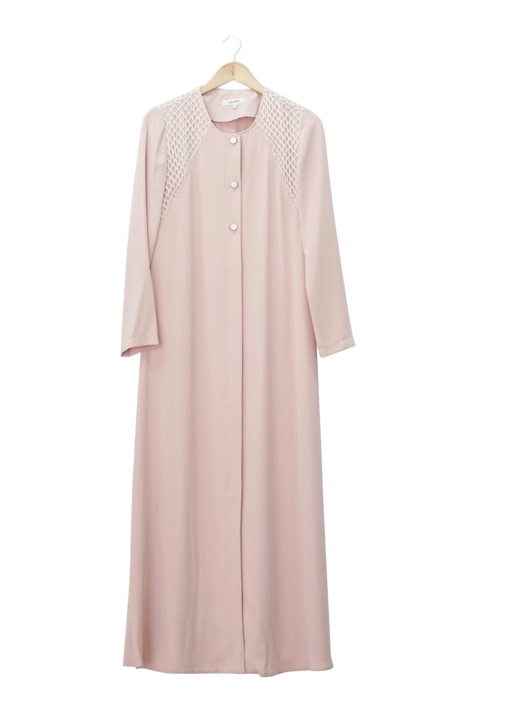 Tesettür giyim PUDRA FİLE DETAYLI DÜĞMELİ FERACE 8173