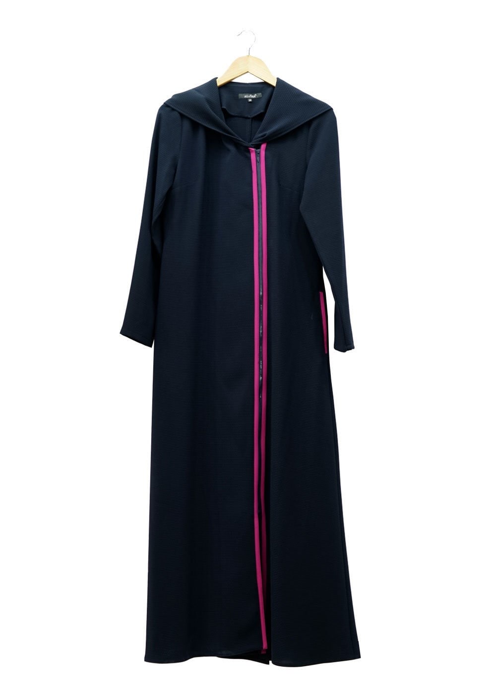 Tesettür giyim LACİVERT KAPÜŞONLU FERMUARLI FERACE 8174