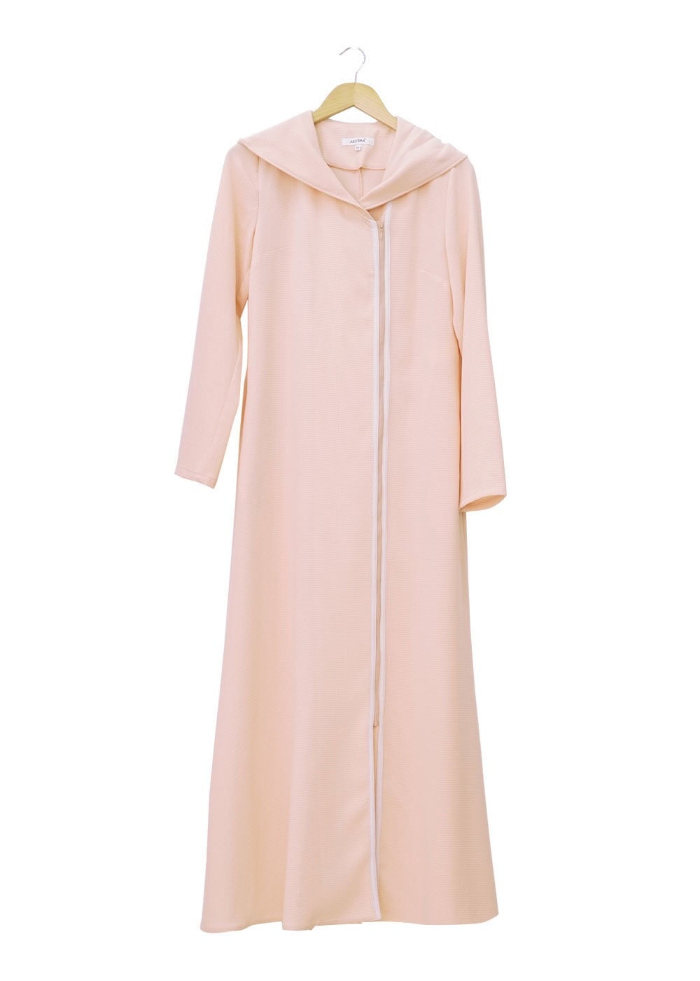 Tesettür giyim PUDRA KAPÜŞONLU FERMUARLI FERACE 8174