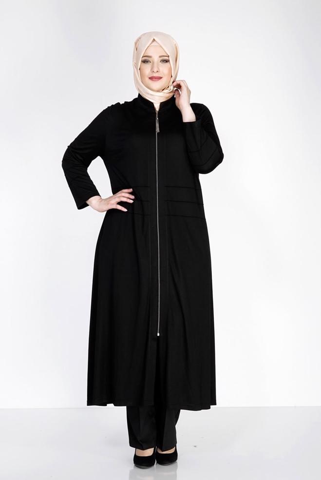 Vêtements hijab NOIR 8180 Venezia Tesettür Ferace - ALVİNA