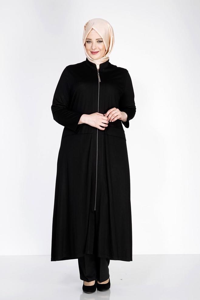 Vêtements hijab NOIR 8180 Venezia Tesettür Ferace - ALVİNA