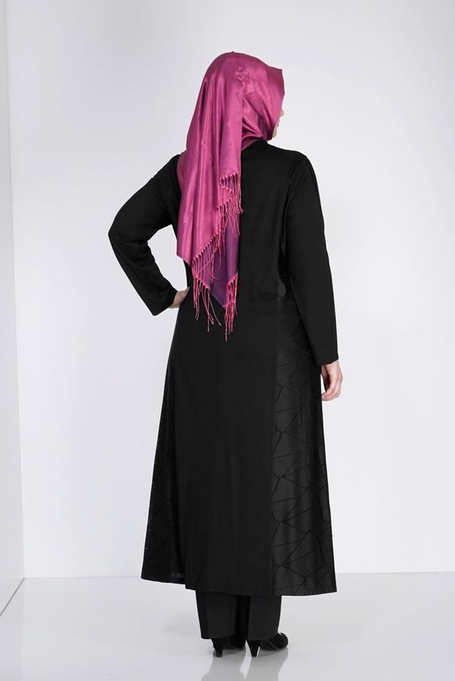 Hijab clothing BLACK 8182 Venezia Tesettür Ferace - ALVİNA