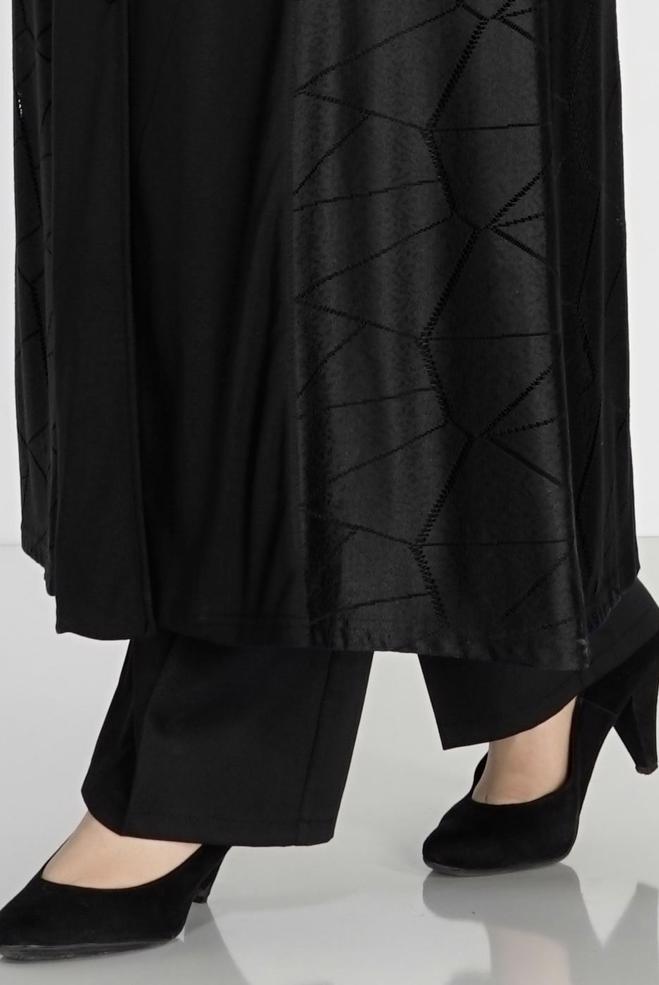 Hijab clothing BLACK 8182 Venezia Tesettür Ferace - ALVİNA