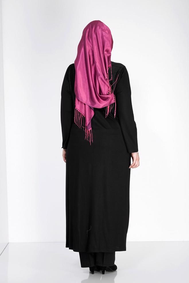 Hijab clothing BLACK 8183 Venezia Tesettür Ferace - ALVİNA