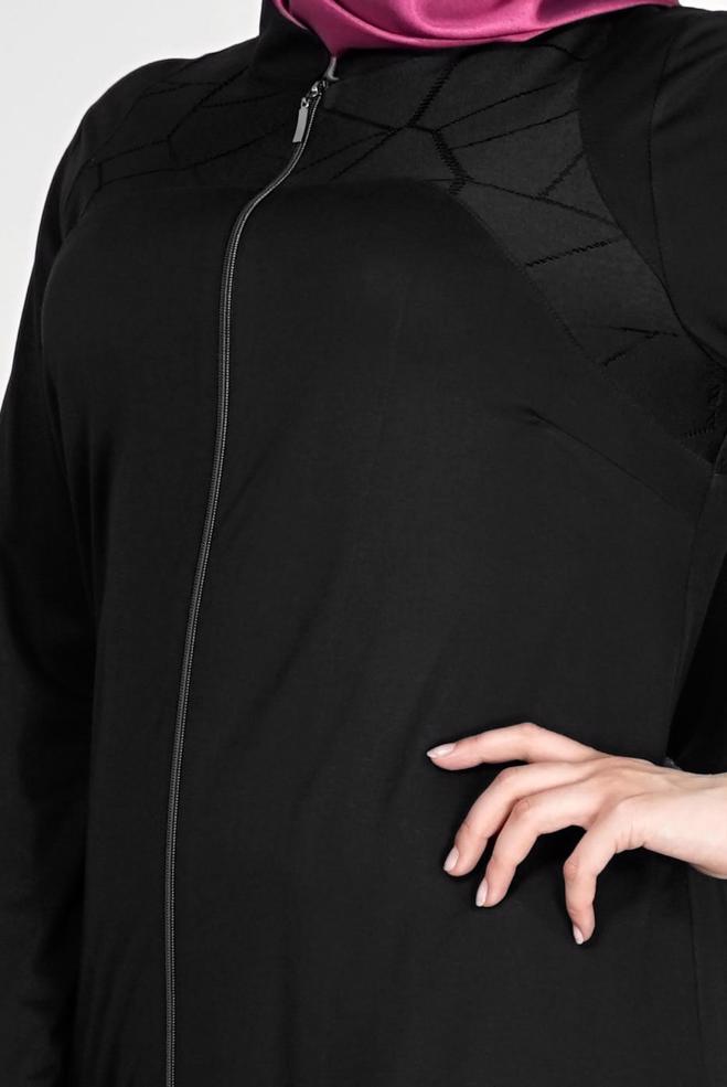 Hijab clothing BLACK 8183 Venezia Tesettür Ferace - ALVİNA