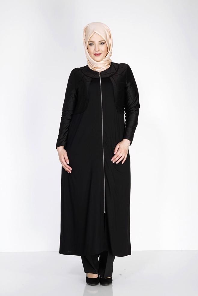 Vêtements hijab NOIR 8184 Venezia Tesettür Ferace - ALVİNA