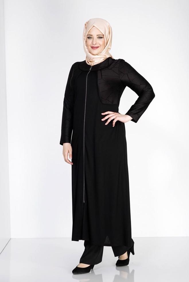 Vêtements hijab NOIR 8184 Venezia Tesettür Ferace - ALVİNA
