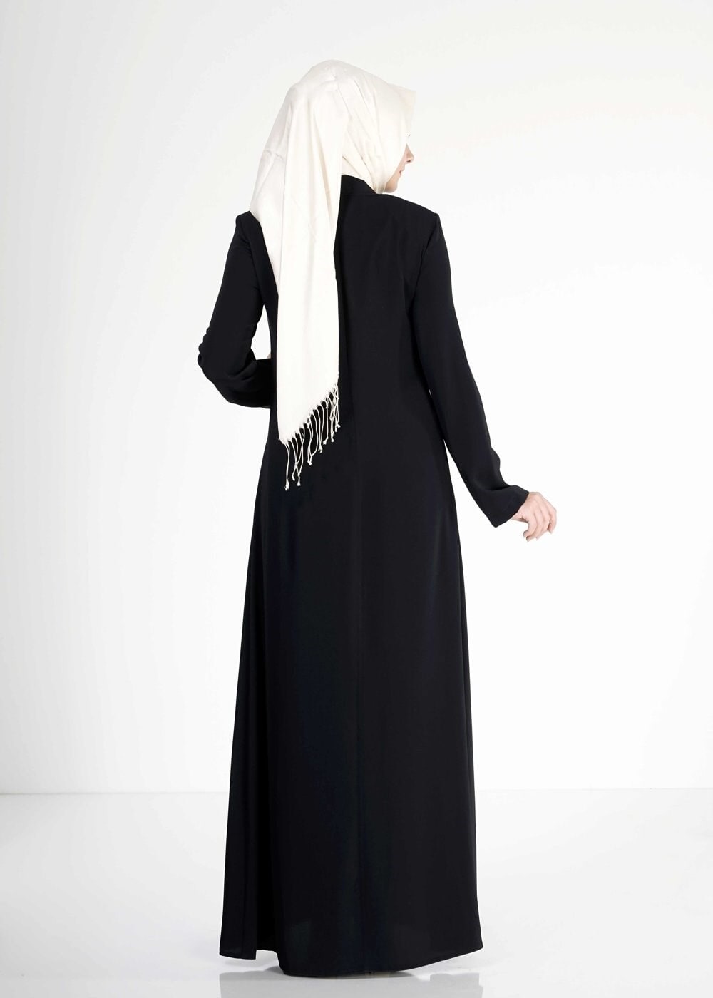 Tesettür giyim LACİVERT RENK BLOKLU FERMUARLI FERACE 8185