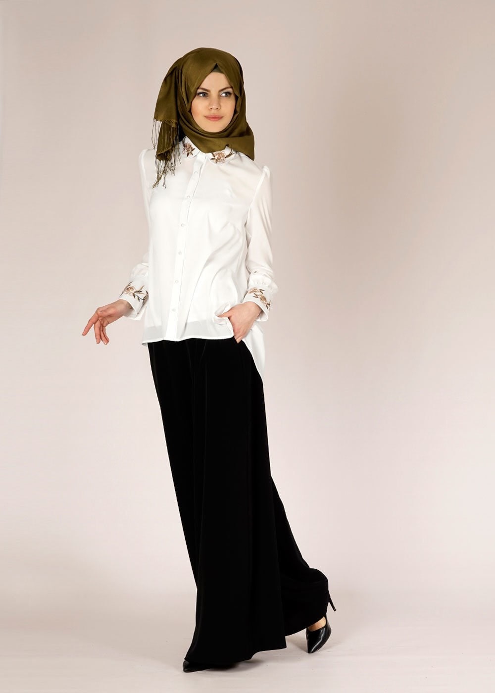 Tesettür giyim SİYAH 7820 Mini  Burble Tesettür  Pantolon