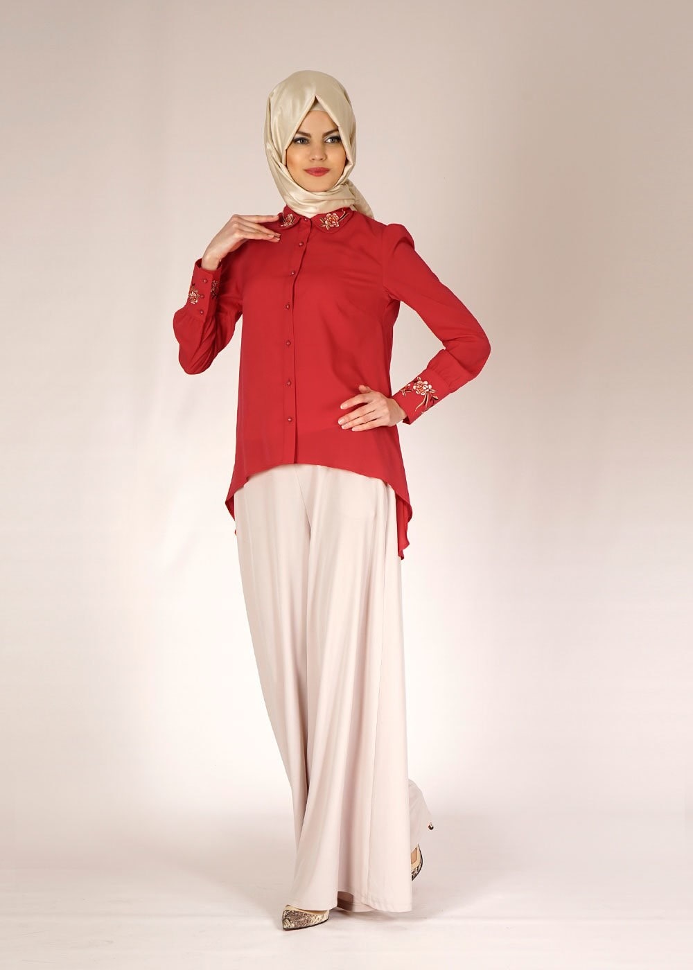 Tesettür giyim BEJ 7820 Mini  Burble Tesettür  Pantolon