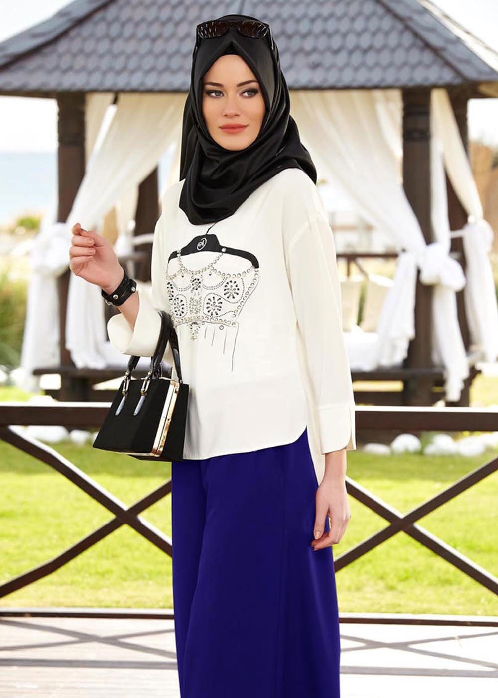 Tesettür giyim LACİVERT 7820 Mini  Burble Tesettür  Pantolon